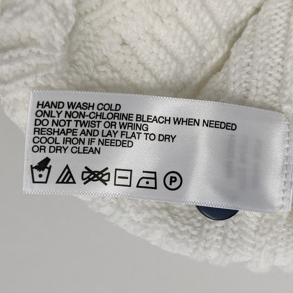 ORVIS Navy White Preppy Stripe Cable Knit Sweater Sz L - Picture 14 of 15